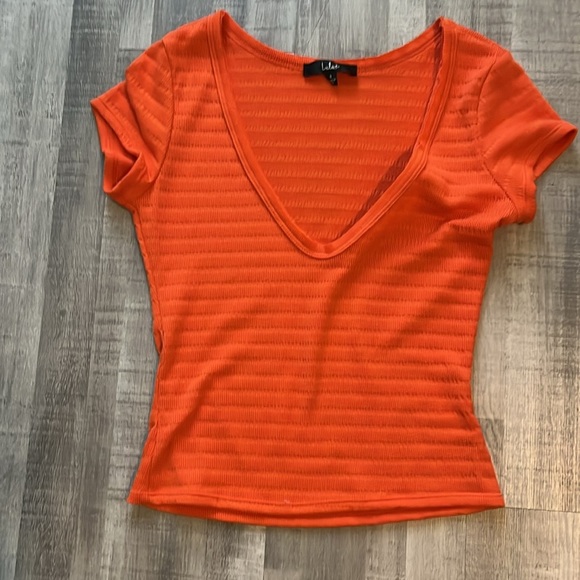 Orange Lulus deep V tee - Picture 1 of 5